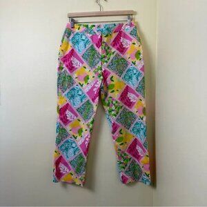 Lilly Pulitzer *Vintage* Patchwork Pants | Lemons, Flowers, Seashells | SZ 8
